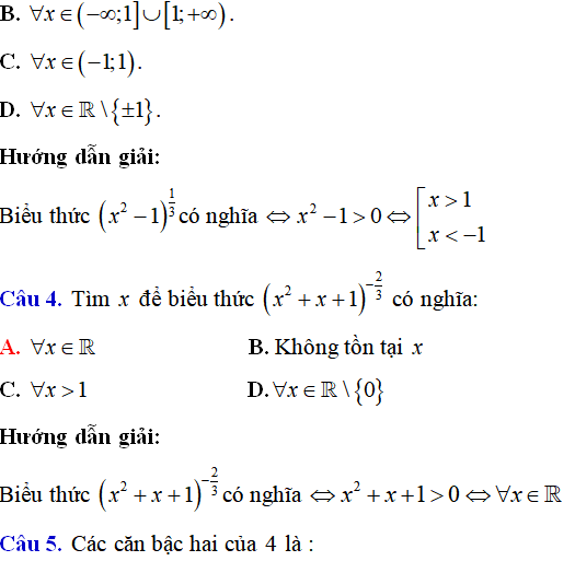 Lý thuyết và 115 bài tập trắc nghiệm Lũy thừa có lời giải (phần 1) - Toán lớp 12