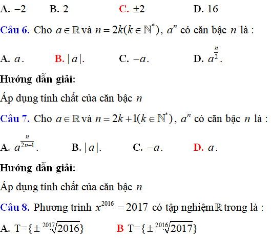 Lý thuyết và 115 bài tập trắc nghiệm Lũy thừa có lời giải (phần 1) - Toán lớp 12