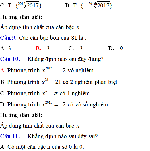 Lý thuyết và 115 bài tập trắc nghiệm Lũy thừa có lời giải (phần 1) - Toán lớp 12