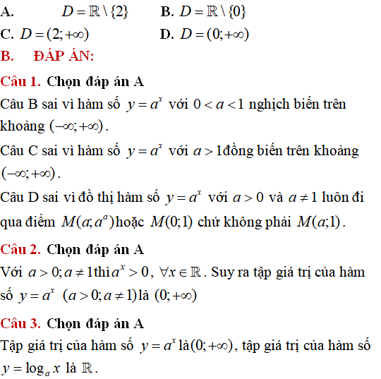 Lý thuyết và 31 câu nhận biết thông hiểu hàm số mũ, hàm số lũy thừa, hàm số logarit