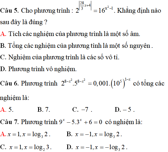 Lý thuyết và 50 bài tập phương trình mũ có lời giải - Toán lớp 12