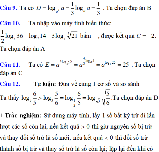 Lý thuyết và 85 bài tập trắc nghiệm logarit có lời giải (phần 1) - Toán lớp 12