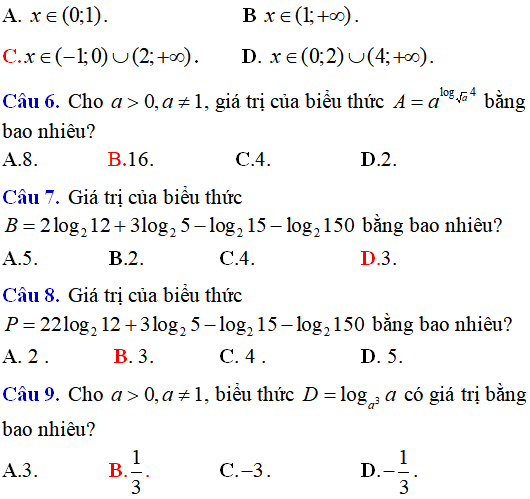 Lý thuyết và 85 bài tập trắc nghiệm logarit có lời giải (phần 1) - Toán lớp 12