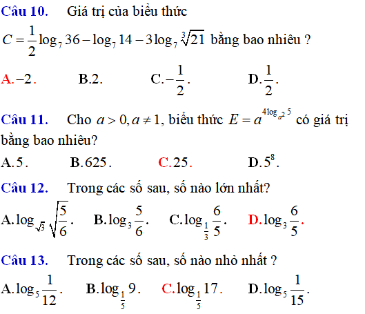 Lý thuyết và 85 bài tập trắc nghiệm logarit có lời giải (phần 1)