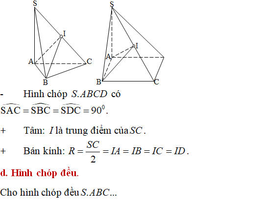 Mặt cầu ngoại tiếp hình chóp có các điểm cùng nhìn một đoạn dưới một góc vuông - Toán lớp 12