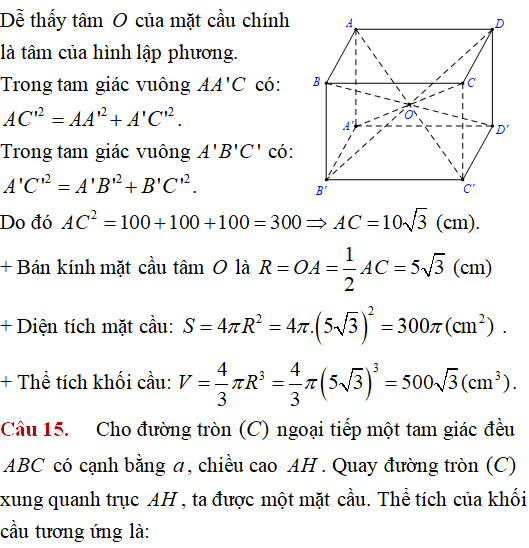 Mặt cầu ngoại tiếp hình chóp có các điểm cùng nhìn một đoạn dưới một góc vuông - Toán lớp 12