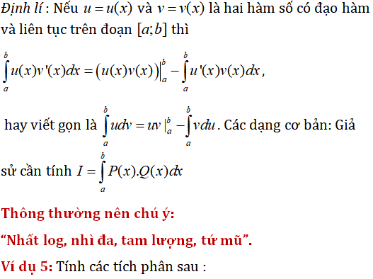 Phương pháp tích phân từng phần - Toán lớp 12