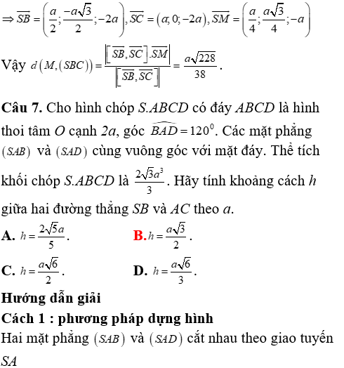 Phương pháp tính khoảng cách trong khối chóp có cạnh bên vuông góc với mặt đáy - Toán lớp 12