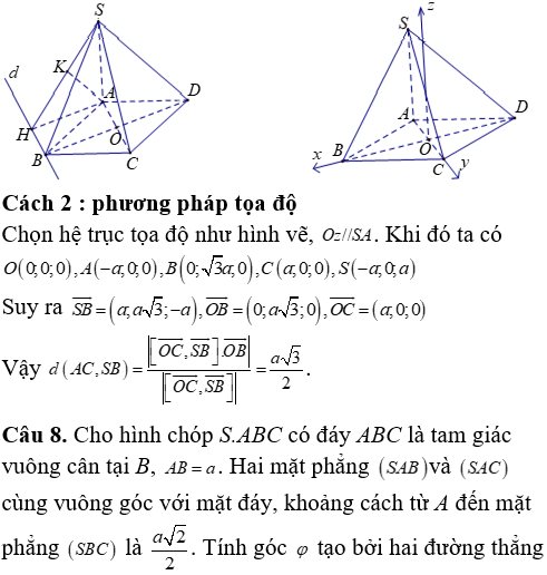 Phương pháp tính khoảng cách trong khối chóp có cạnh bên vuông góc với mặt đáy - Toán lớp 12