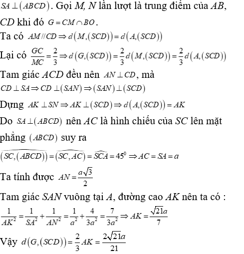 Phương pháp tính khoảng cách trong khối chóp có cạnh bên vuông góc với mặt đáy - Toán lớp 12