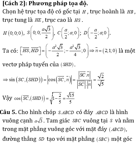 Phương pháp tính khoảng cách trong khối chóp có mặt bên vuông góc với mặt đáy