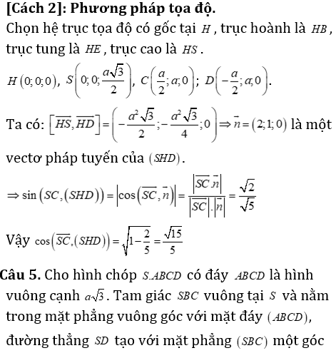 Phương pháp tính khoảng cách trong khối chóp có mặt bên vuông góc với mặt đáy - Toán lớp 12