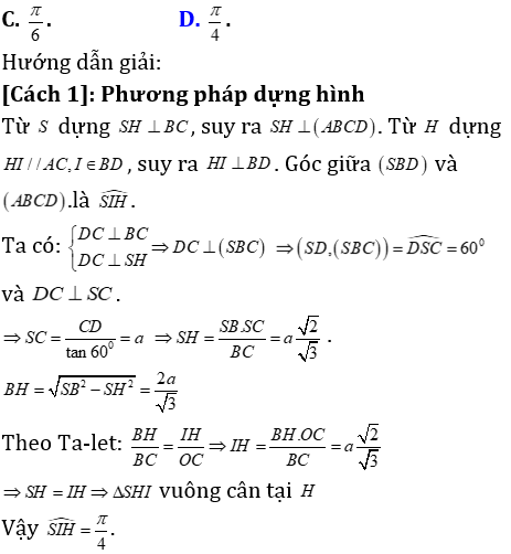 Phương pháp tính khoảng cách trong khối chóp có mặt bên vuông góc với mặt đáy - Toán lớp 12