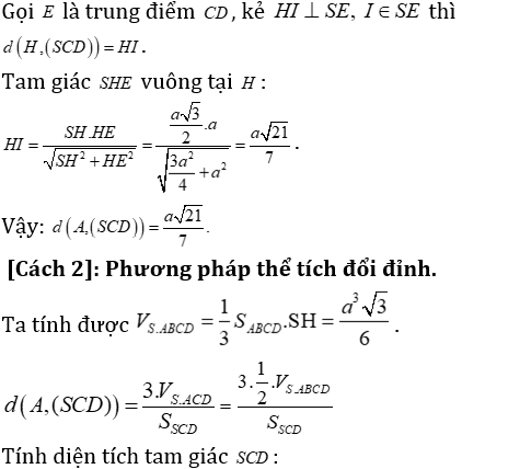 Phương pháp tính khoảng cách trong khối chóp có mặt bên vuông góc với mặt đáy