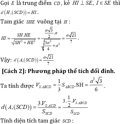 Phương pháp tính khoảng cách trong khối chóp có mặt bên vuông góc với mặt đáy - Toán lớp 12