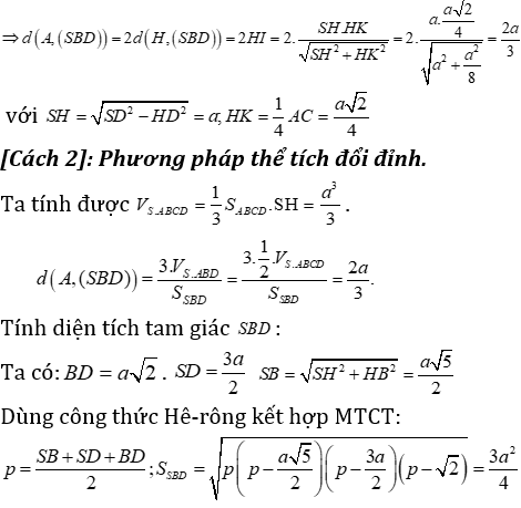 Phương pháp tính khoảng cách trong khối chóp có mặt bên vuông góc với mặt đáy
