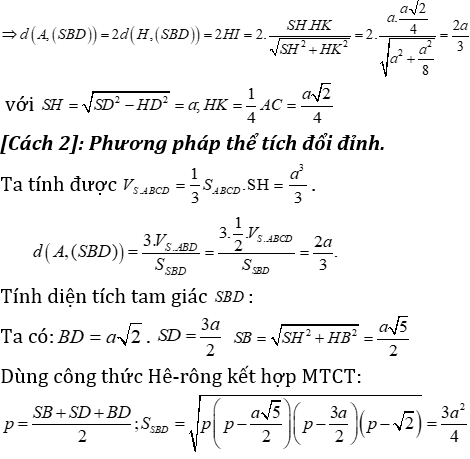 Phương pháp tính khoảng cách trong khối chóp có mặt bên vuông góc với mặt đáy - Toán lớp 12