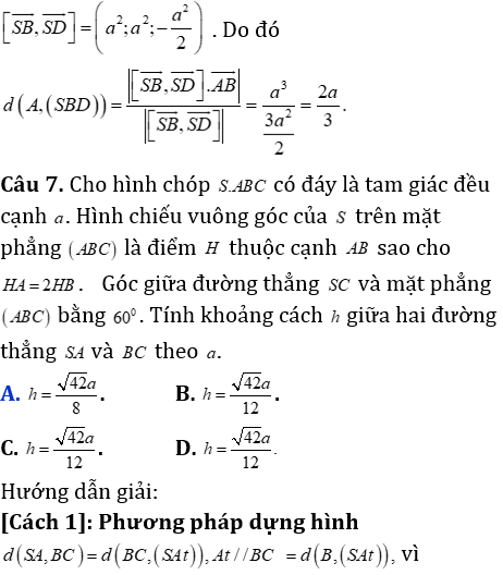 Phương pháp tính khoảng cách trong khối chóp có mặt bên vuông góc với mặt đáy