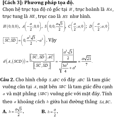 Phương pháp tính khoảng cách trong khối chóp có mặt bên vuông góc với mặt đáy