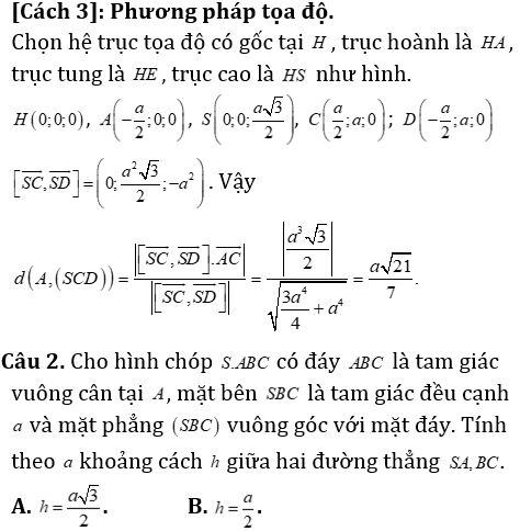 Phương pháp tính khoảng cách trong khối chóp có mặt bên vuông góc với mặt đáy - Toán lớp 12