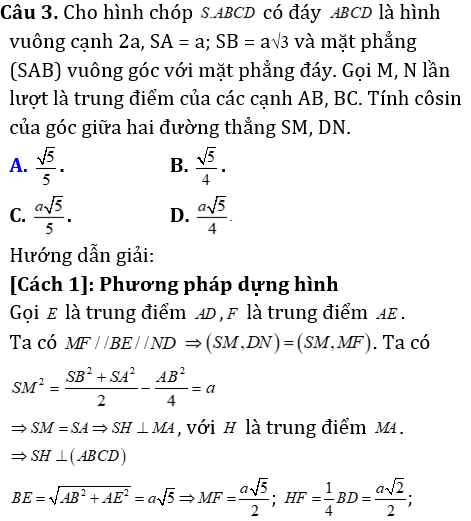 Phương pháp tính khoảng cách trong khối chóp có mặt bên vuông góc với mặt đáy