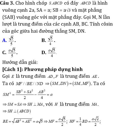 Phương pháp tính khoảng cách trong khối chóp có mặt bên vuông góc với mặt đáy - Toán lớp 12