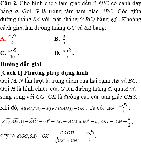 Phương pháp tính khoảng cách trong khối chóp đều có lời giải - Toán lớp 12