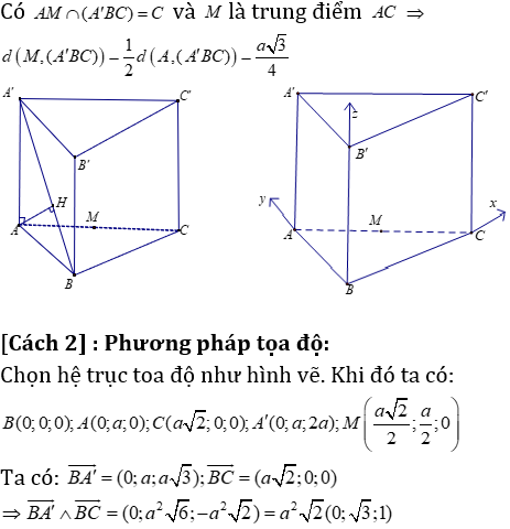 Phương pháp tính khoảng cách trong lăng trụ đứng có lời giải