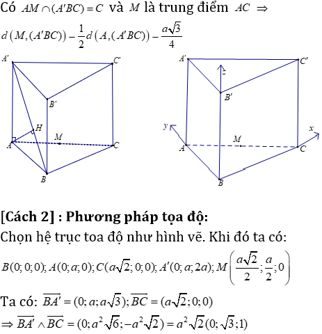 Phương pháp tính khoảng cách trong lăng trụ đứng có lời giải - Toán lớp 12