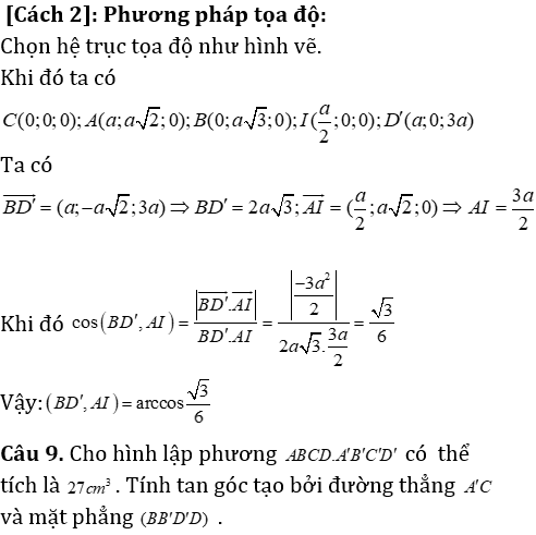 Phương pháp tính khoảng cách trong lăng trụ đứng có lời giải