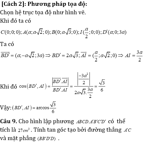 Phương pháp tính khoảng cách trong lăng trụ đứng có lời giải - Toán lớp 12