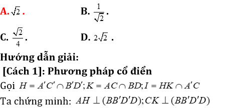Phương pháp tính khoảng cách trong lăng trụ đứng có lời giải