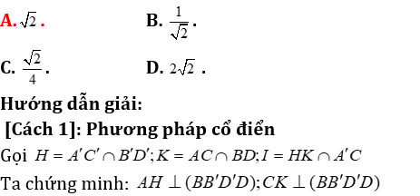 Phương pháp tính khoảng cách trong lăng trụ đứng có lời giải - Toán lớp 12