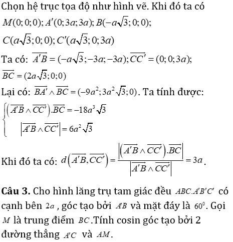 Phương pháp tính khoảng cách trong lăng trụ đứng có lời giải