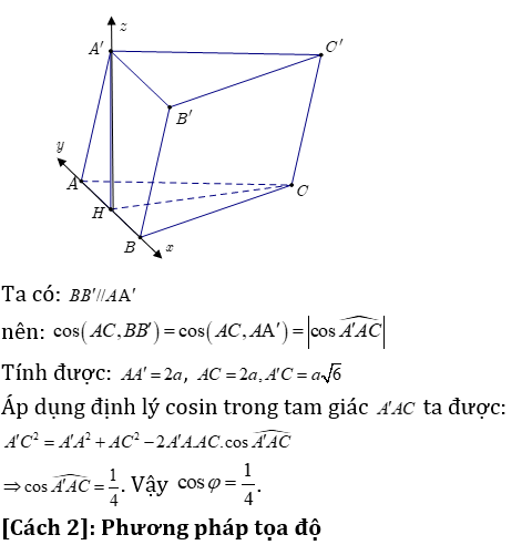 Phương pháp tính khoảng cách trong lăng trụ xiên có lời giải - Toán lớp 12