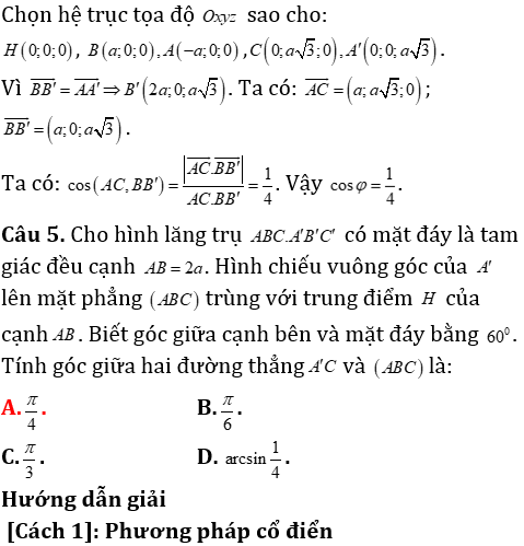 Phương pháp tính khoảng cách trong lăng trụ xiên có lời giải - Toán lớp 12