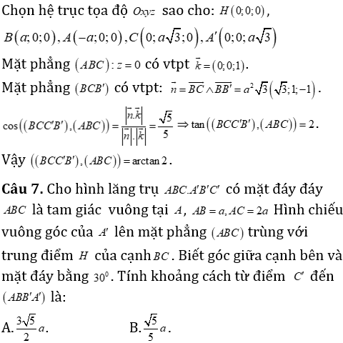 Phương pháp tính khoảng cách trong lăng trụ xiên có lời giải - Toán lớp 12