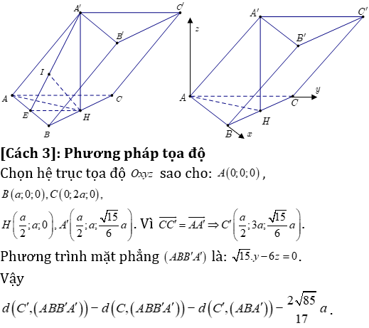 Phương pháp tính khoảng cách trong lăng trụ xiên có lời giải - Toán lớp 12