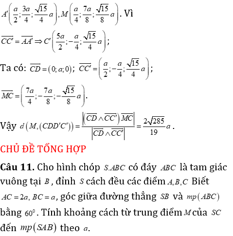 Phương pháp tính khoảng cách trong lăng trụ xiên có lời giải - Toán lớp 12