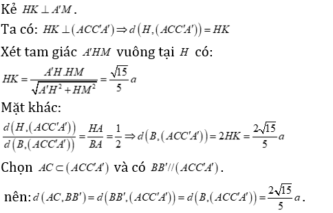 Phương pháp tính khoảng cách trong lăng trụ xiên có lời giải - Toán lớp 12