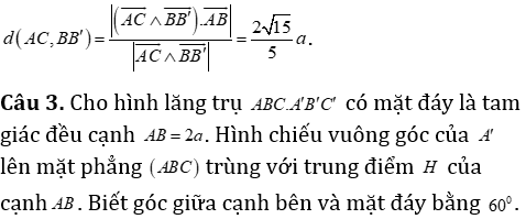 Phương pháp tính khoảng cách trong lăng trụ xiên có lời giải - Toán lớp 12