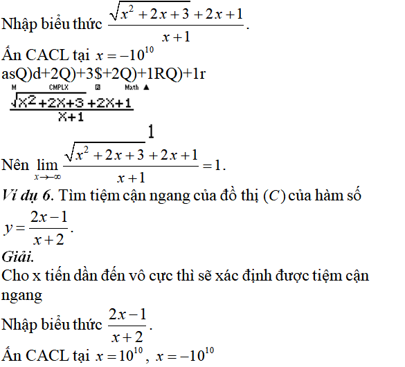 Tiệm cận của đồ thị hàm số: kỹ năng làm bài, kỹ năng sử dụng máy tính - Toán lớp 12