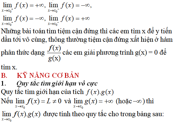 Tiệm cận của đồ thị hàm số: kỹ năng làm bài, kỹ năng sử dụng máy tính - Toán lớp 12