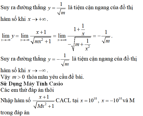 Tiệm cận của đồ thị hàm số: kỹ năng làm bài, kỹ năng sử dụng máy tính