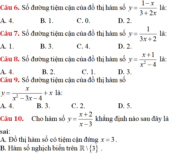 Tiệm cận của đồ thị hàm số: kỹ năng làm bài, kỹ năng sử dụng máy tính