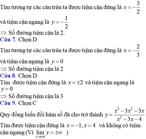 Tiệm cận của đồ thị hàm số: kỹ năng làm bài, kỹ năng sử dụng máy tính - Toán lớp 12