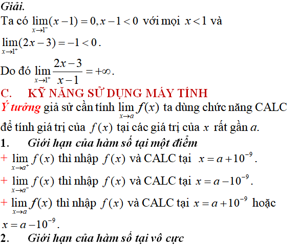 Tiệm cận của đồ thị hàm số: kỹ năng làm bài, kỹ năng sử dụng máy tính - Toán lớp 12