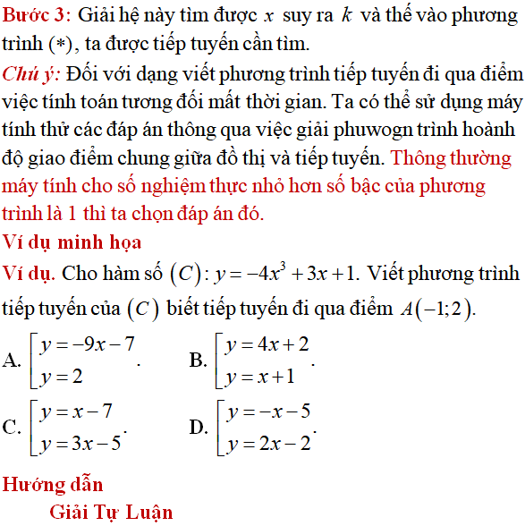 Tiếp tuyến của đồ thị hàm số: lý thuyết, các dạng bài - Toán lớp 12