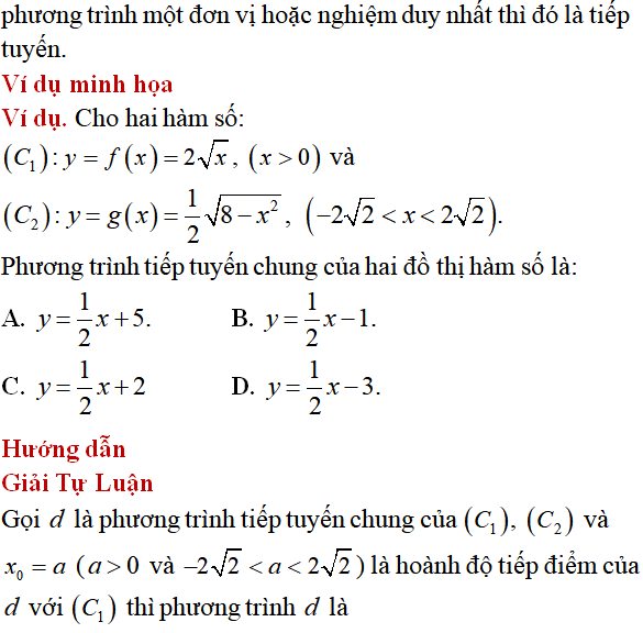 Tiếp tuyến của đồ thị hàm số: lý thuyết, các dạng bài - Toán lớp 12