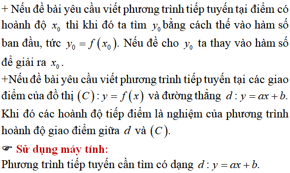 Tiếp tuyến của đồ thị hàm số: lý thuyết, các dạng bài - Toán lớp 12